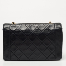 Pre Owned Chanel Black Quilted Leather Vintage Diana Flap Bag