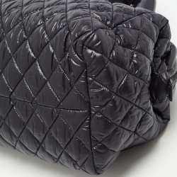 Pre Owned Chanel Black Quilted Nylon Coco Cocoon Bowler Bag