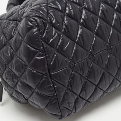 Pre Owned Chanel Black Quilted Nylon Coco Cocoon Bowler Bag