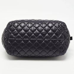 Pre Owned Chanel Black Quilted Nylon Coco Cocoon Bowler Bag
