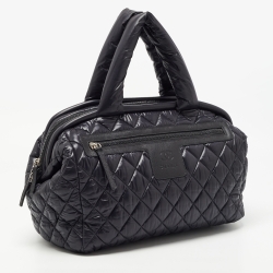 Pre Owned Chanel Black Quilted Nylon Coco Cocoon Bowler Bag