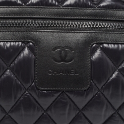 Pre Owned Chanel Black Quilted Nylon Coco Cocoon Bowler Bag