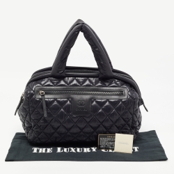 Pre Owned Chanel Black Quilted Nylon Coco Cocoon Bowler Bag