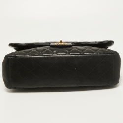 Pre Owned Chanel Black Quilted Leather Maxi Classic Double Flap Bag