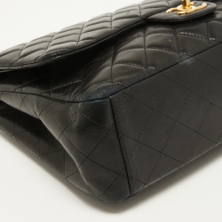 Pre Owned Chanel Black Quilted Leather Maxi Classic Double Flap Bag