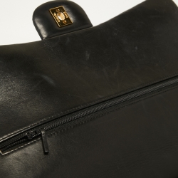 Pre Owned Chanel Black Quilted Leather Maxi Classic Double Flap Bag