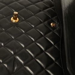 Pre Owned Chanel Black Quilted Leather Maxi Classic Double Flap Bag
