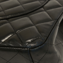 Pre Owned Chanel Black Quilted Leather Maxi Classic Double Flap Bag