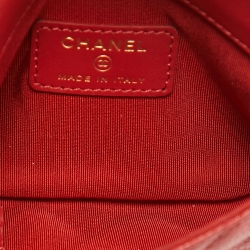 Pre Owned Chanel Red Caviar Leather Small CC Filigree Flap Wallet