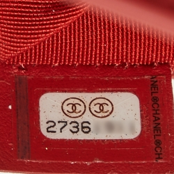 Pre Owned Chanel Red Caviar Leather Small CC Filigree Flap Wallet