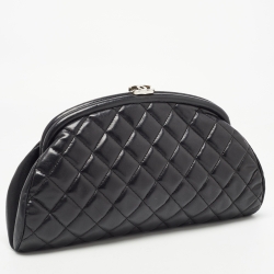 Pre Owned Chanel Black Quilted Leather Timeless Classic Clutch