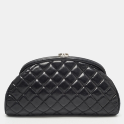 Pre Owned Chanel Black Quilted Leather Timeless Classic Clutch