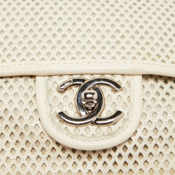 Pre Owned Chanel Off White Perforated Leather Up in the Air Flap Bag