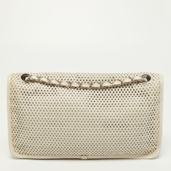 Pre Owned Chanel Off White Perforated Leather Up in the Air Flap Bag