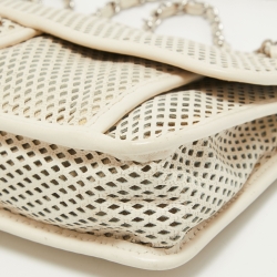 Pre Owned Chanel Off White Perforated Leather Up in the Air Flap Bag
