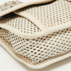 Pre Owned Chanel Off White Perforated Leather Up in the Air Flap Bag