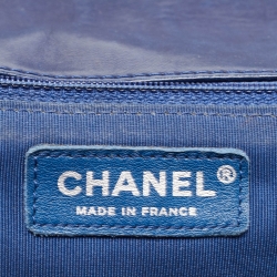 Pre Owned Chanel Blue Surpique Chevron Leather CC Flap Bag
