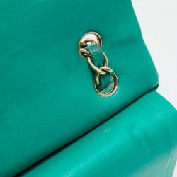Pre Owned Chanel Green Quilted Lambskin Leather Maxi Classic Double Flap Bag