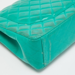 Pre Owned Chanel Green Quilted Lambskin Leather Maxi Classic Double Flap Bag