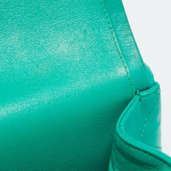 Pre Owned Chanel Green Quilted Lambskin Leather Maxi Classic Double Flap Bag