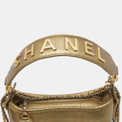 Pre Owned Chanel Green Crocodile Embossed Leather Small Gabrielle Hobo