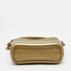 Pre Owned Chanel Green Crocodile Embossed Leather Small Gabrielle Hobo