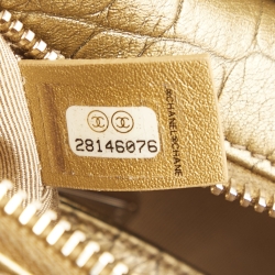 Pre Owned Chanel Green Crocodile Embossed Leather Small Gabrielle Hobo