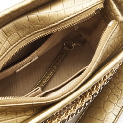 Pre Owned Chanel Green Crocodile Embossed Leather Small Gabrielle Hobo