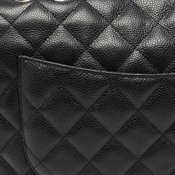 Pre Owned Chanel Black Quilted Caviar Leather Jumbo Classic Single Flap Bag