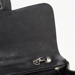 Pre Owned Chanel Black Quilted Caviar Leather Jumbo Classic Single Flap Bag