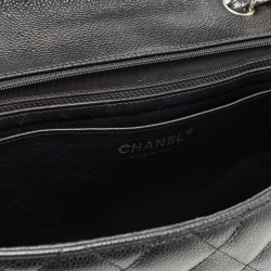 Pre Owned Chanel Black Quilted Caviar Leather Jumbo Classic Single Flap Bag
