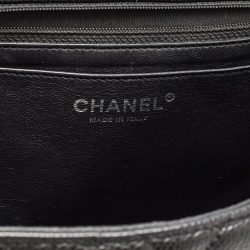Pre Owned Chanel Black Quilted Caviar Leather Jumbo Classic Single Flap Bag