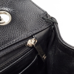 Pre Owned Chanel Black Quilted Caviar Leather Jumbo Classic Single Flap Bag