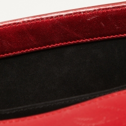 Pre Owned Chanel Red Quilted Patent Leather Medium Boy Bag