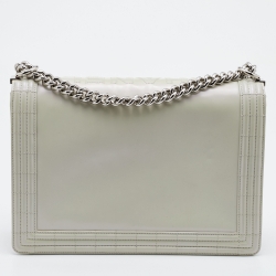 Chanel Pearl Iridescent Glazed Leather Large Reverso Boy Flap Bag