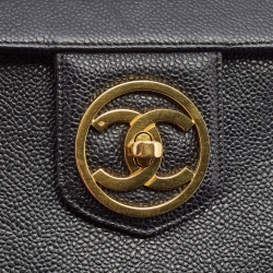 Pre Owned Chanel Black Caviar Leather Vintage CC Vanity Case Bag