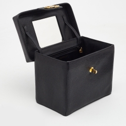 Pre Owned Chanel Black Caviar Leather Vintage CC Vanity Case Bag