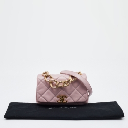 Pre Owned Chanel Pink Quilted Leather Mini Color Match Flap Bag