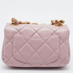 Pre Owned Chanel Pink Quilted Leather Mini Color Match Flap Bag