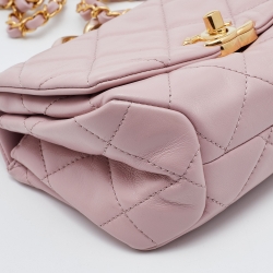 Pre Owned Chanel Pink Quilted Leather Mini Color Match Flap Bag