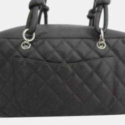 Pre Owned Chanel Black Leather Cambon Line Shoulder Bag 