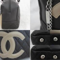 Pre Owned Chanel Black Leather Cambon Line Shoulder Bag 