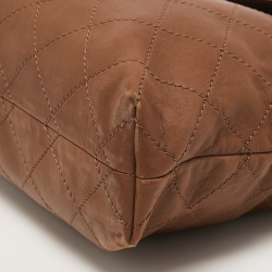 Pre Owned Chanel Brown Wild Stitch Leather Double Flap Shoulder Bag