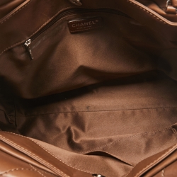 Pre Owned Chanel Brown Wild Stitch Leather Double Flap Shoulder Bag