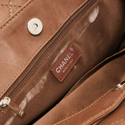 Pre Owned Chanel Brown Wild Stitch Leather Double Flap Shoulder Bag