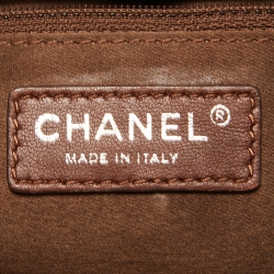 Pre Owned Chanel Brown Wild Stitch Leather Double Flap Shoulder Bag