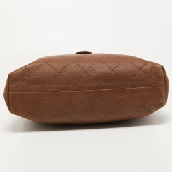 Pre Owned Chanel Brown Wild Stitch Leather Double Flap Shoulder Bag