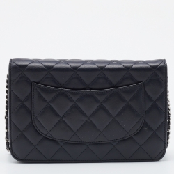 Chanel Black Quilted Leather Classic Wallet on Chain