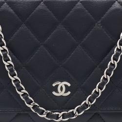 Chanel Black Quilted Leather Classic Wallet on Chain