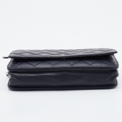 Chanel Black Quilted Leather Classic Wallet on Chain